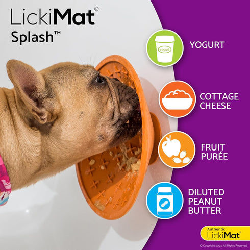 LickiMat Splash Dog Slow Feeder Bowl, Turquoise, Boredom Anxiety Reducer, Perfect for Food, Treats, Yogurt, Peanut