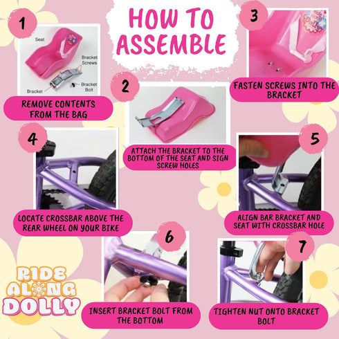 The Original Doll Bicycle Seat & Helmet Pack (Purple) - Accessory for 18"-22" Dolls & Stuffed Animals, Kids Gift