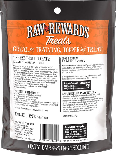 Northwest Naturals Raw Rewards Freeze-Dried Salmon Treats for Dogs and Cats, 2.5 Oz