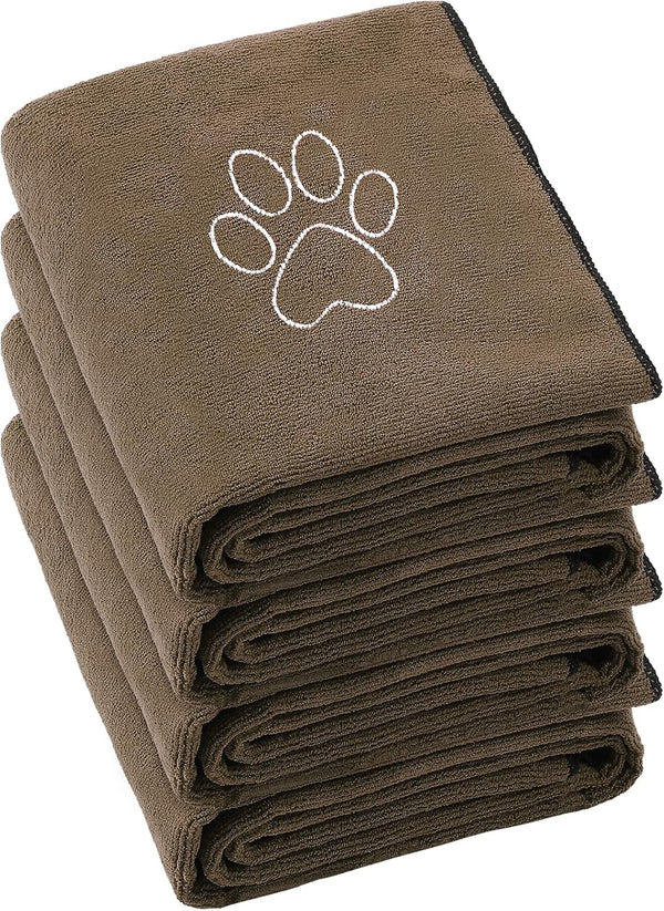 Chumia 4 Pack Dog Towels for Drying Large Microfiber Dog Towels, Absorbent Soft Pet Bath Towels for Small Medium Large