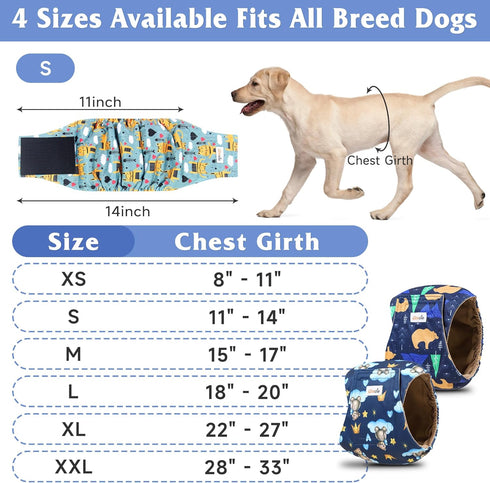 5 Pack Dog Diapers Male, Premium Belly Bands for Dogs, High Absorbing Male Dog Pee Wraps for Doggie in Incontinence