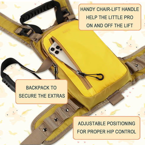 QOGIR Ski Harness for Kids, Teach Speed Control with Mini Backpack & Adjustable Seat Harness