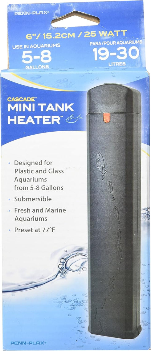 Penn-Plax 25 Watt Mini Fish Tank Heater – Fully Submersible – 6” Length for Aquariums