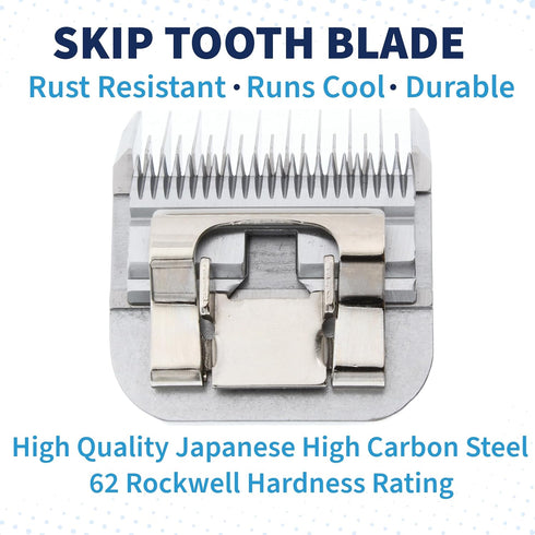 Detachable A Series 4 Blade Dog Grooming Skip Tooth Cuts Length 3 3/8" - Japanese High Carbon Steel Blade Supplies