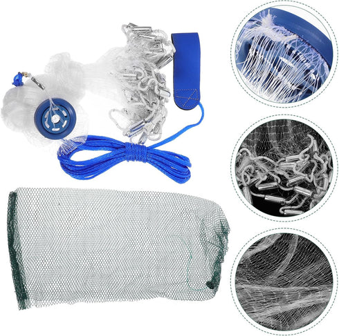 1.5m KICHOUSE Monofilament Sinkers Throw Net Heavy Duty Hand Throw Fishing Cast Net for Saltwater and Freshwater Bait