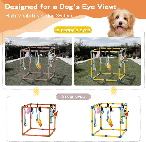 23x23x23 Inch 8 Keaber Puppy Play Gym - Puppy Jungle Gym with Hanging Toys for Small Dogs & Puppies Activities Center