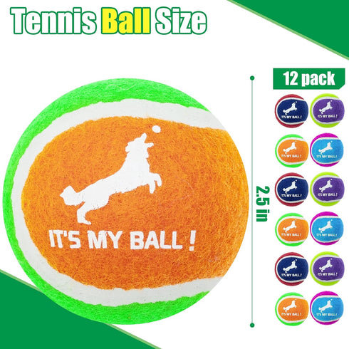 EXPAWLORER Squeaky Tennis Balls for Dogs, 12 Pack High Elastic Durable Balls for Aggressive Chewers