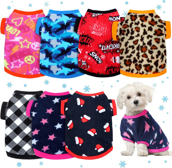 7 Pcs Dog Fleece Sweaters, Soft Fleece Puppy Outfits, Winter Dog Sweatshirt for Chihuahua Yorkshire