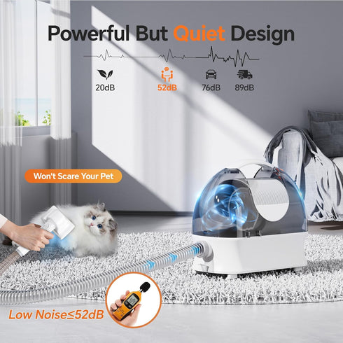 SpeedBoost 99% 3L 5 Pet Grooming Kit, Professional Dog Clippers Vacuum Suction Hair, Large Dust Cup Dog Grooming Vacuum