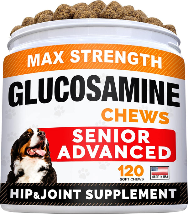 Senior Advanced Glucosamine Chondroitin Joint Supplement for Dogs - Hip & Joint Pain Relief Pills for Large & Small