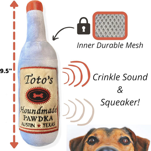 Nestpark Toto's Plush Crinkle Squeaky Dog Toy - Funny Gifts for Medium, Small, Large Dogs - Cute Birthday Stuffed Toys
