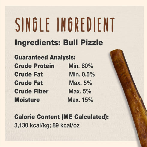Cadet Bully Sticks for Small, Medium and Large Dogs, All-Natural Beef Pizzle, 2 Count, Extra-Thick