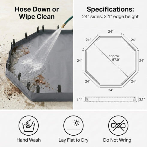 24" 600D PJYuCien Octagonal Playpen Bottom Pad for Side Metal Pet Pen, Waterproof Oxford with Raised Edges & Snap