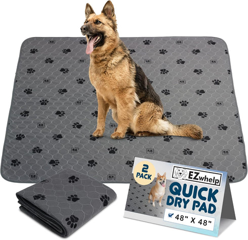 EZwhelp Reusable Quick Dry Pad, Waterproof Pet Pee Pads for Large Dogs, Non-Slip Training Pads, Pack of 2