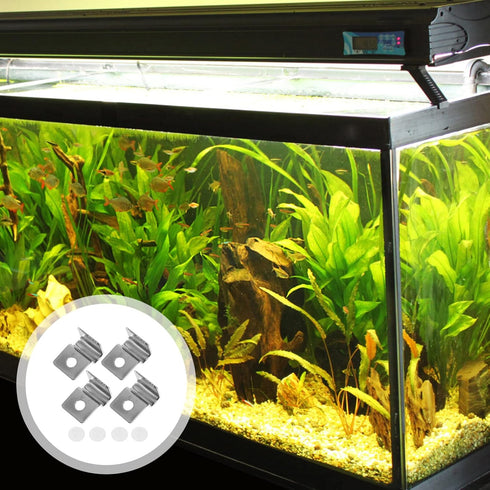 Aquarium Accessories 4Pcs Fish Tank Glass Lids, Stainless Steel Clip Support Holder, Universal Lid Clips for 5mm Glass