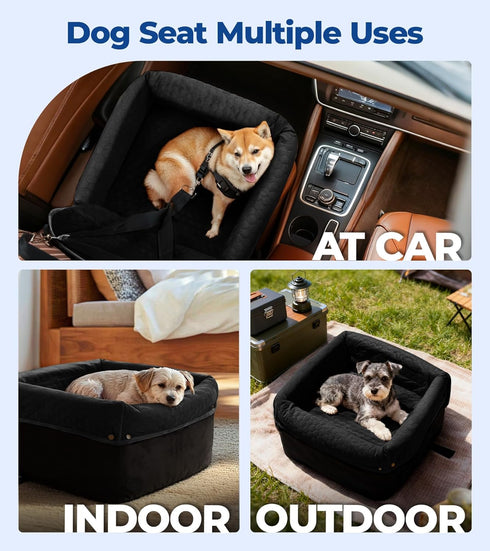 Wagora 35 lbs, Dog Car Seat for Small Medium Dogs, Travel Pet Car Bed with Removable Waterproof Cover, Memory Foam Dog