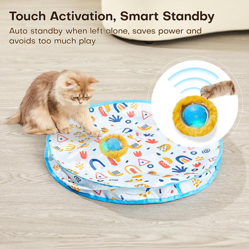 28 Inch Potaroma Interactive Cat Toys, Fast Moving Ball in Play Mat, Automatic Motion Activated Ball Hide and Seek