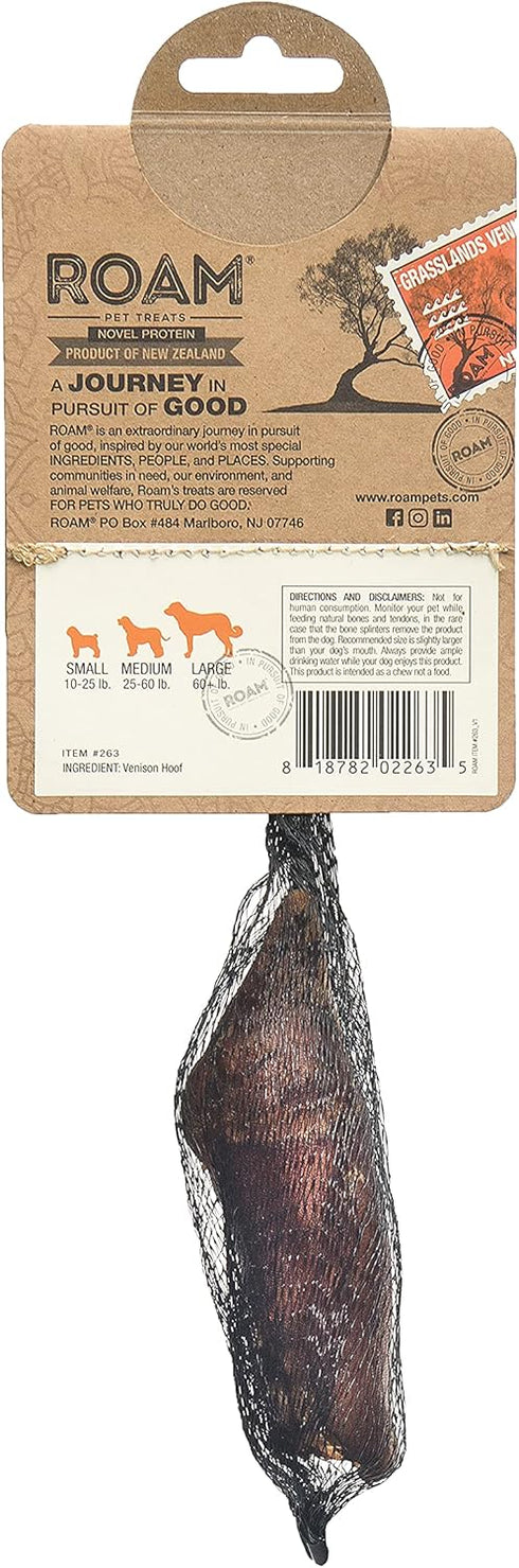 ROAM Pet Treats Bucky Hoof Pack of 2 – Grasslands Venison Hoof Dog Chew, Single Ingredient, All Natural, Grain-Free, & Gluten-Free