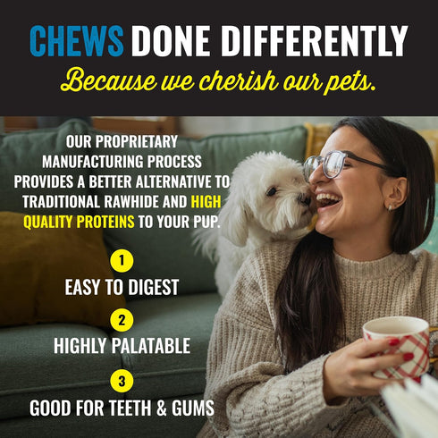 etta says! Crunchy Premium Dog Chews - 4.5" Rabbit Chews, Grain-Free, Made in The USA, Good for Teeth (36 Count)