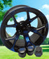 Golf Cart SS Wheel Center Cap Cover, ITP Push in Style for EZGO, Club Car, Yamaha, 4 PCS (Gloss Black with Blue SS)