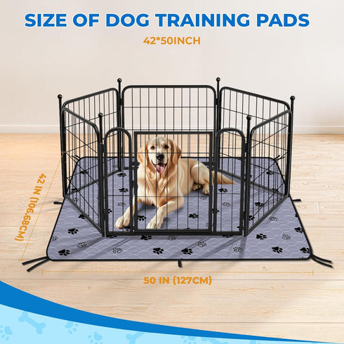 2 Pack 42"x50" 8 Fostanfly Non-Slip Washable Pee Pads for Dogs, Large Ultra-Absorbent Leak-Proof Reusable Potty