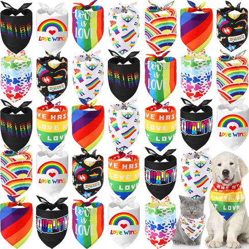 60 Pcs Rainbow Dog Bandana, Dog Bandanas Gay Pride Rainbow Scarves Bibs
