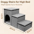 Fhiny 3-Step Dog Stairs with Storage, Non-Slip Foldable Pet Steps for Small Dogs, Grey, Holds up to 160 lbs