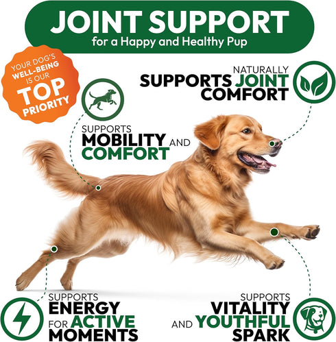 170 Hemp Hip and Joint Supplement for Dogs - Glucosamine for Dogs - Mobility Support Chews - Advanced Joint Pain Relief