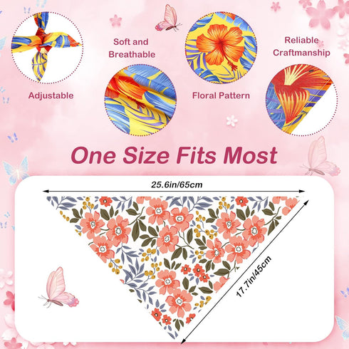 100 Sweetude Pcs Dog Bandanas Bulk Floral Pattern Triangle Scarf Adjustable Washable Bandana Bibs for Small Medium