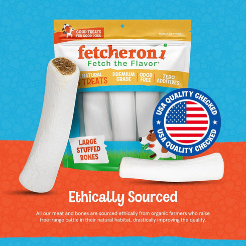 Stuffed Dog Bone - Long Lasting Dog Treat Filled with Flavor for Training (5 to 6 Inches, Peanut Butter)