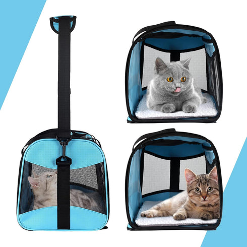 Cat Carrying Case - Pet Carrier Airline Approved, Protable and Breathable Pet Travel Carrier Removable Fleece Pad