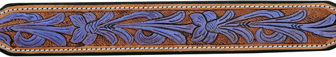 Leather Dog Collar, Western Style, Heavy Duty Hand Tooled, Adjustable Padded for Puppies and Big Dogs (10AB127-S)