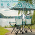 2 Double Camping Chairs with Umbrella, Portable Seat Folding Camp Chair with Cooler Bag, Beverage Holder, Carrying Bag