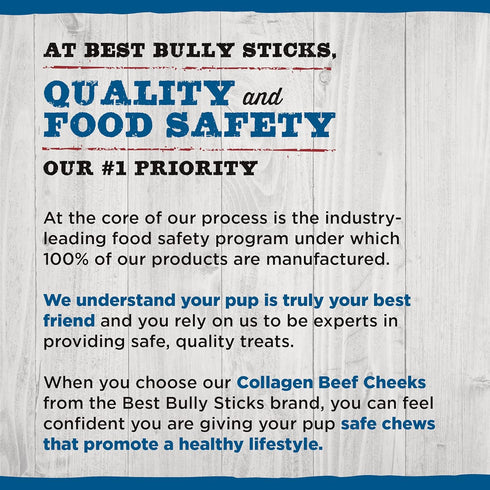 Best Bully Sticks Peanut Butter Beef Cheek Dog Treats - 4-Pack, Natural Collagen Chews