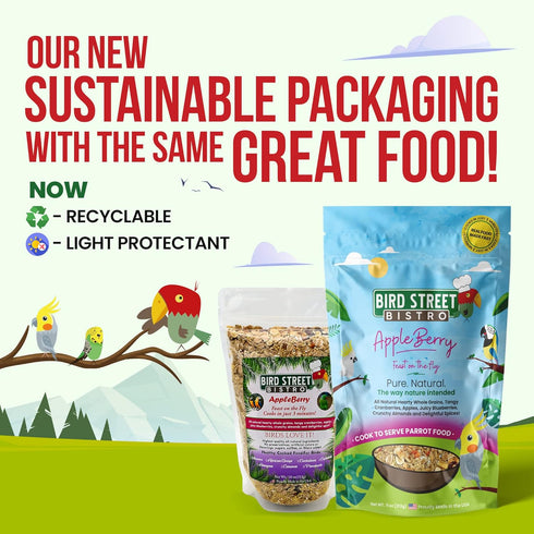 3 Pack 3-15 Bird Street Bistro Cockatiel Food Sample - Cooks in min w/Natural Whole Grains - Healthy Non-GMO Fruits