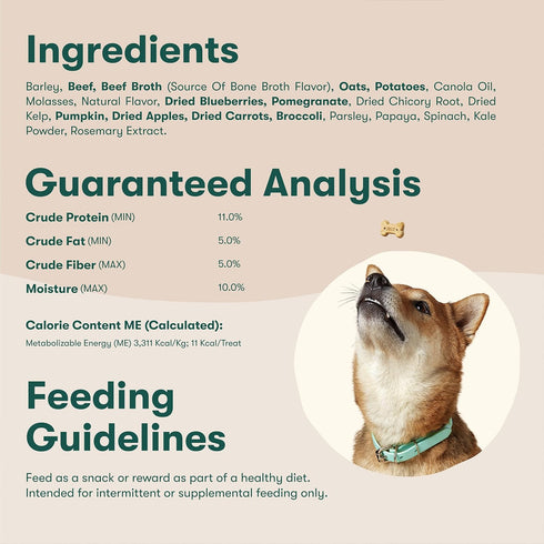 32oz Jinx Oven-Baked Beef Bone Broth Mini Biscuit Dog Treats - Crunchy, All Natural, Superfood-Rich with Grass-Fed