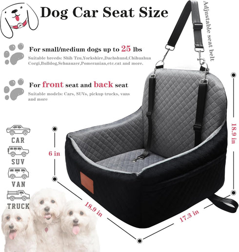 30 lbs, Small Dog Car Seat for Small Dogs Under Memory Foam Pet Car Seat with Joint Relief & Washable Cover, Portable