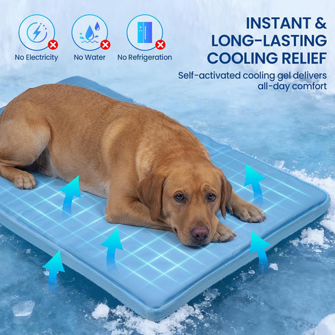 InVarme 36" 20": Summer 46-80 lbs Orthopedic Dog Cooling Mat x Extra-Thick Self-Cooling with Removable Memory Foam