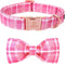 Lionheart Glory Adjustable Pink Plaid Dog Collar with Bowtie, Soft Bowtie Dog Collars for X-Small Puppy Gift