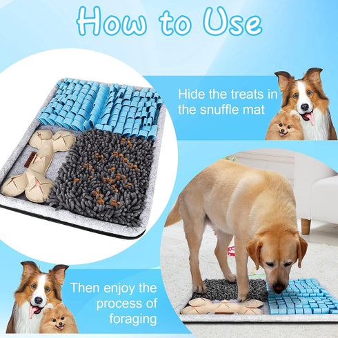 17.3"23.6" Snuffle Mat for Dogs, Interactive Feed Mat for Boredom, Pet Foraging Mat for Smell Training and Slow Eating