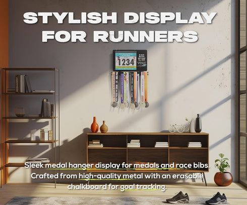 50 40 BLAUBECK Medal Hanger Display for Runners, Marathon Medal Holder Display Wall Hanger and Race Bib Boards Holder