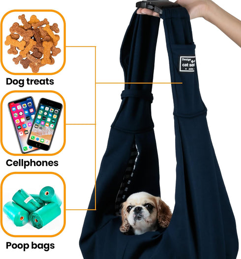 Abrasfba Pet Dog Sling Carrier, Reversible Soft Cat Carrier for Small Dogs, Adjustable Strap, Hands-Free Blue Puppy