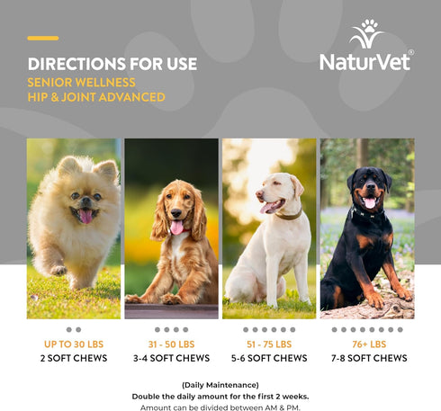 120 NaturVet Senior Wellness Hip & Joint Advanced Plus Omegas | Help Support Your Pets Healthy Hip & Joint Function |