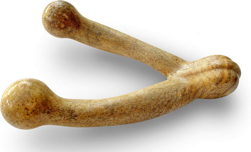 Pet Qwerks Wishbone BarkBone, Nylon Chew Toy for Aggressive Chewers, Peanut Butter Flavor, 8.25"