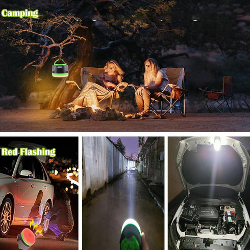 LIT-PaTH LED Camping Lantern, Rechargeable Light with Magnet Base, 4400 mAh, Large Green, Survival Kit
