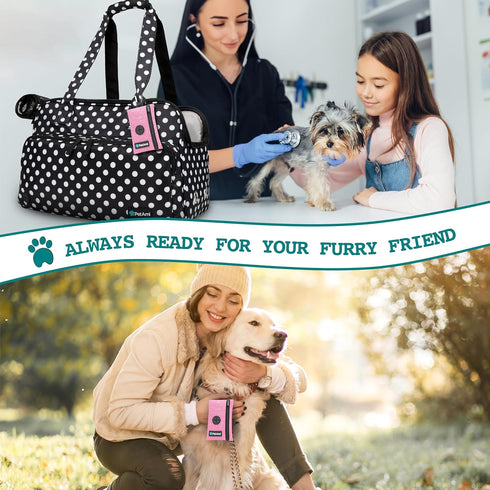 PetAmi Dog Poop Bag Holder for Leash, Waste Bag Dispenser with Clip for Puppy Potty Walking Accessories, Pink 1 Pack