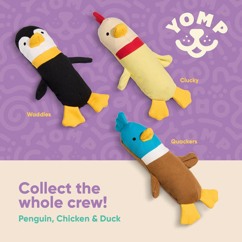 Yomp Plush Duck Dog Toy Durable Stuffed, No Squeaker Dog Toys with Natural Canvas and Crinkle Paper Interactive Stuffed