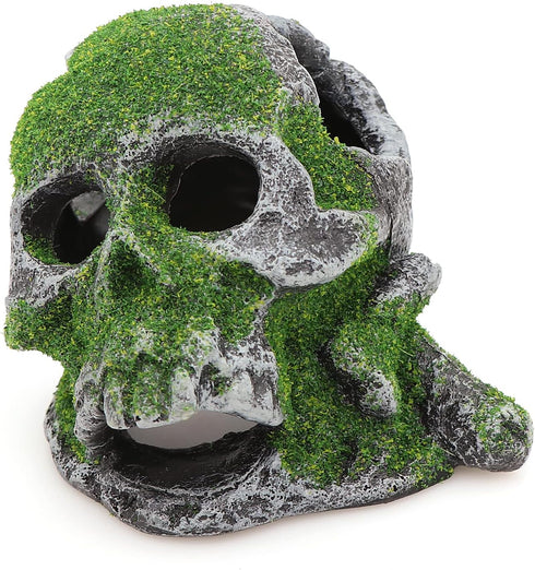 AQUA KT Aquarium Landscape Head Skeleton Skull - Fish Hiding Place Cichlid Cave for Betta Fish Tank