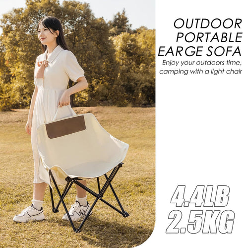 Herb Life 450 lbs Ultralight Folding Camping Chair, Capacity, Off-white, Solid, Adult, Outdoor, Beach, Lawn, Campground