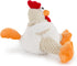 goDog Checkers Fat Rooster Dog Toy, Squeaky Plush, White, Small, Chew Guard Technology